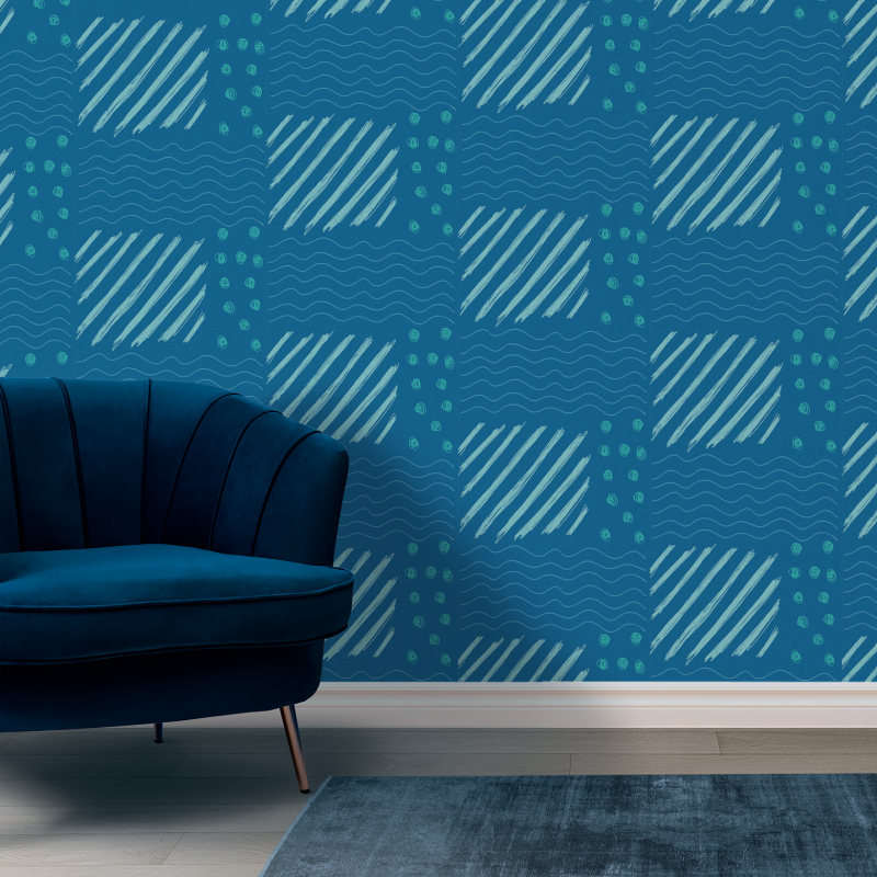 Carta da parati con Texture Asimmetrica Blu Indaco