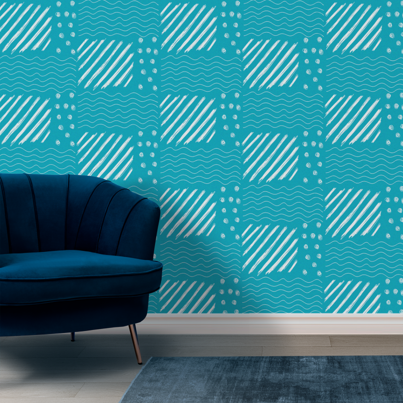 Carta Da Parati con Texture Asimmetrica Turchese