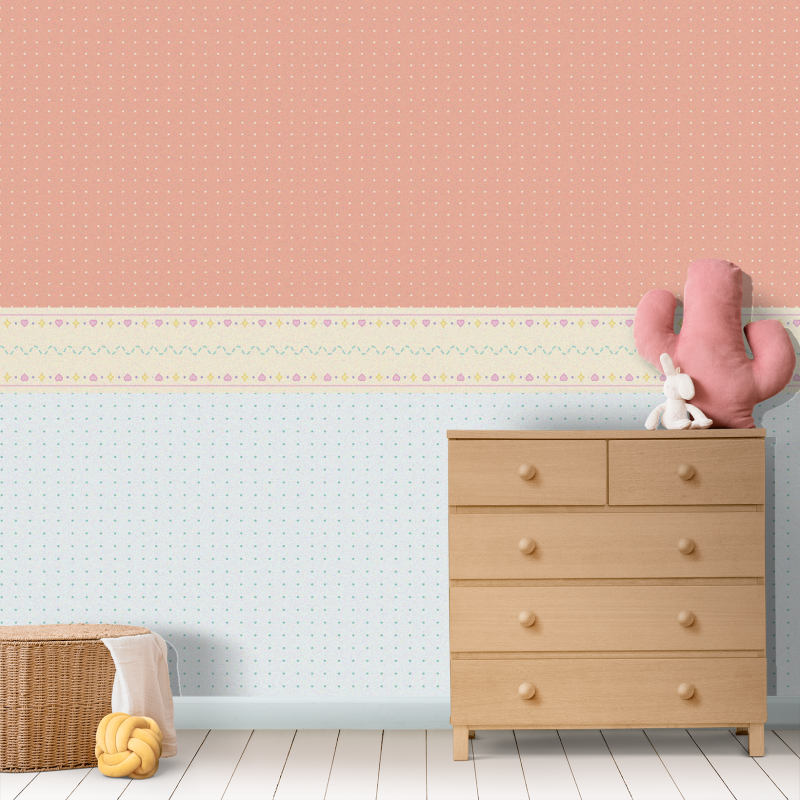 Children's Wallpaper Duo Salmon and White