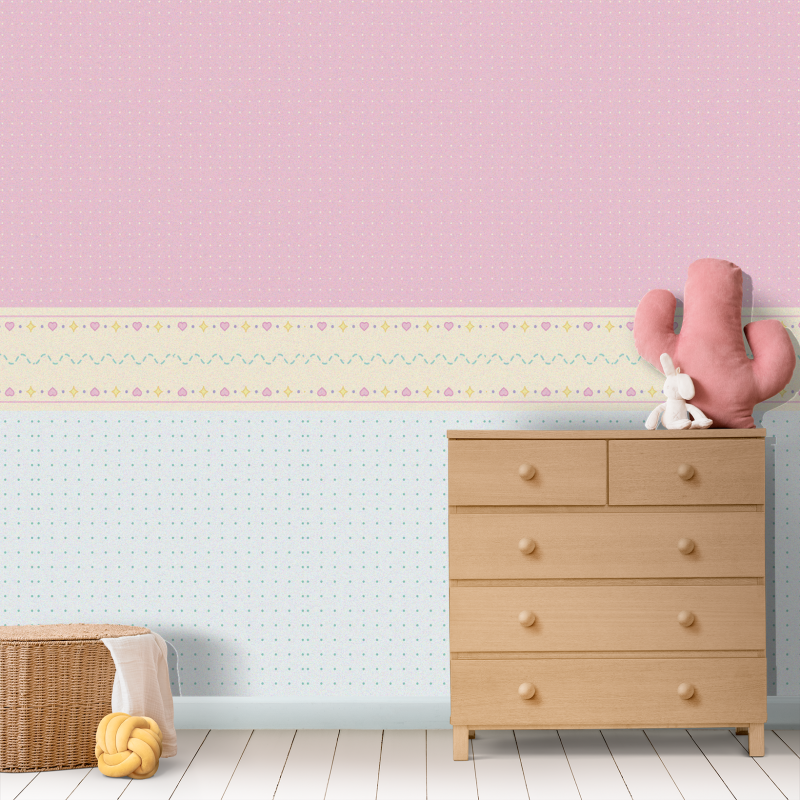 Papier peint enfant Duo rose et blanc