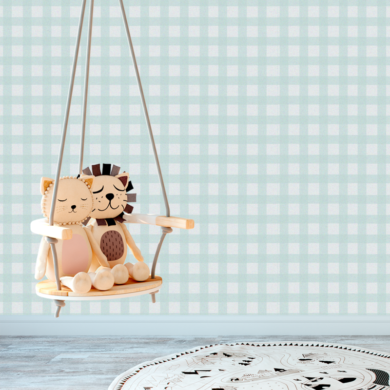 Pastellgrüne Schachbrettmuster-Tapete