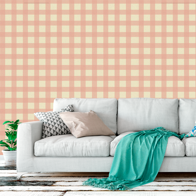 Papier Peint Échiquier Pastel Orange