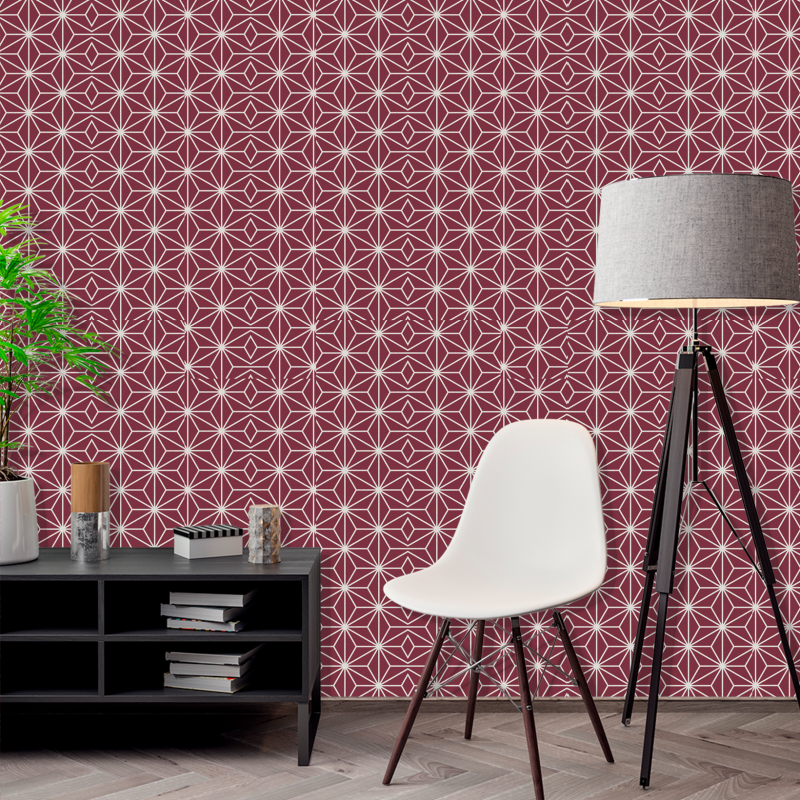 Papel Pintado Geométrico Rojo Pastel