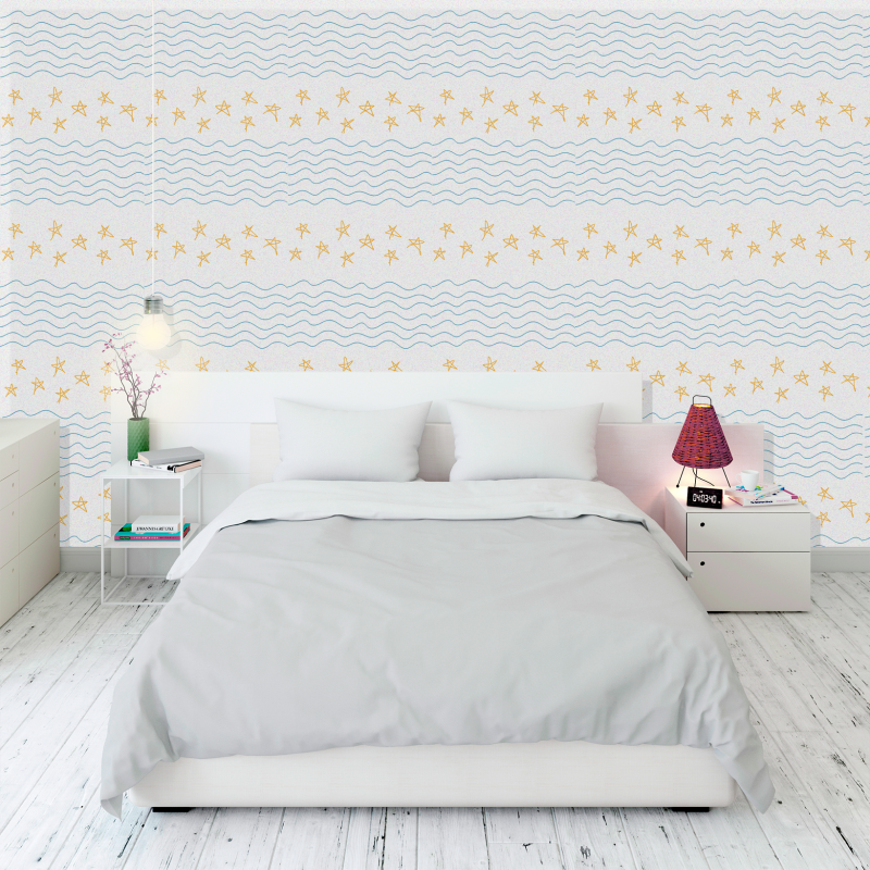 Papier peint jeunesse Étoiles Blanc