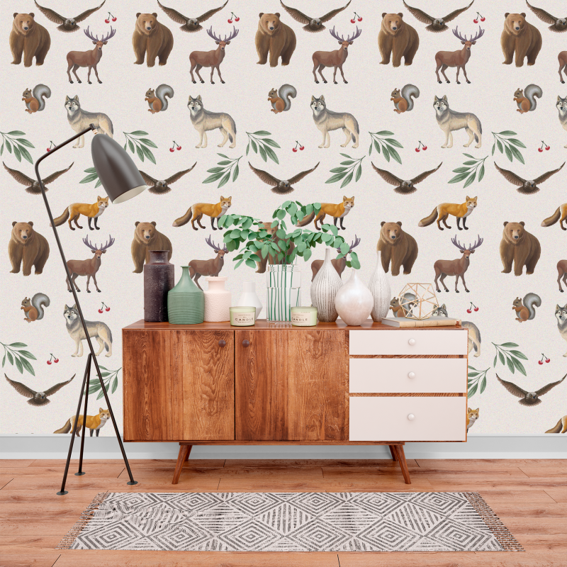 Watercolor Forest Animals Wallpaper