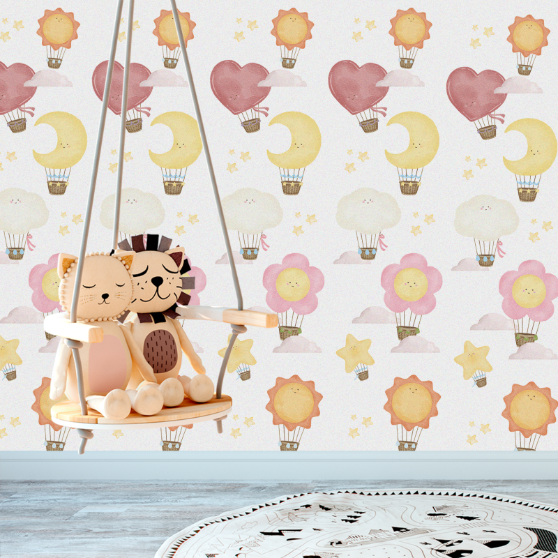 Papier peint enfant Ballons Aquarelle