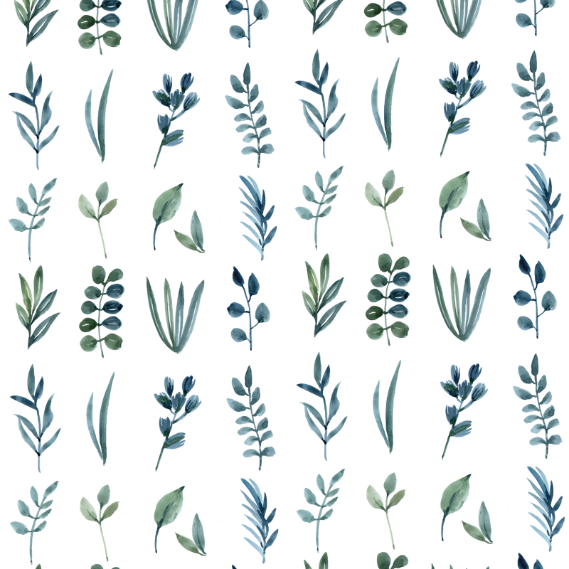 Watercolor White and Green Floral Wallpaper