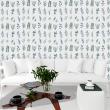 Watercolor White and Green Floral Wallpaper