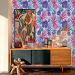 Blue and Pink Watercolor Floral Wallpaper