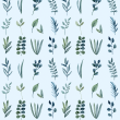 Green and Blue Watercolor Floral Wallpaper