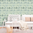 Watercolor Floral Green and Blue Wallpaper