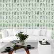 Watercolor Floral Green and Blue Wallpaper