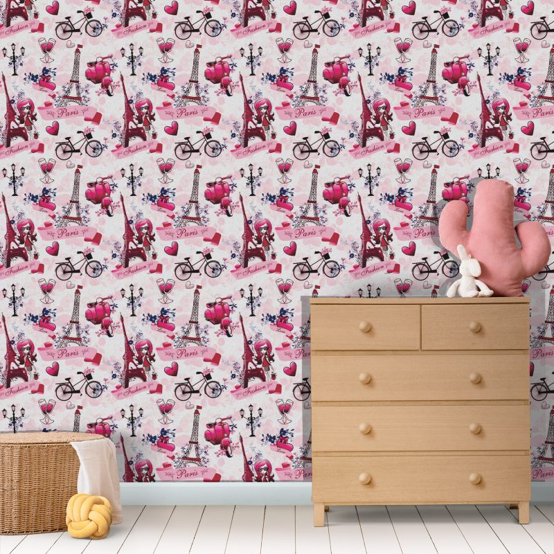 Youthful Romantic Paris Wallpaper