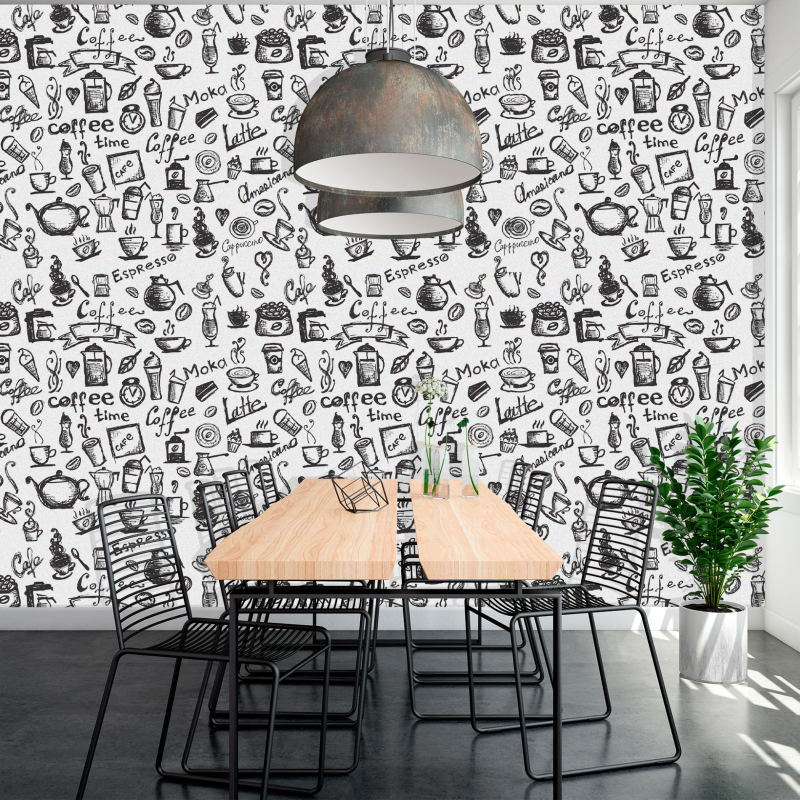 Papel Pintado Cafeteria Blanco