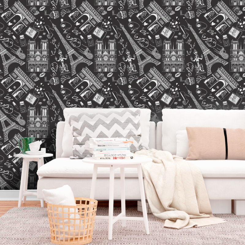 Youthful Wallpaper Paris Black and White