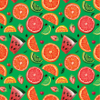 Wallpaper with Fruits on Green Background