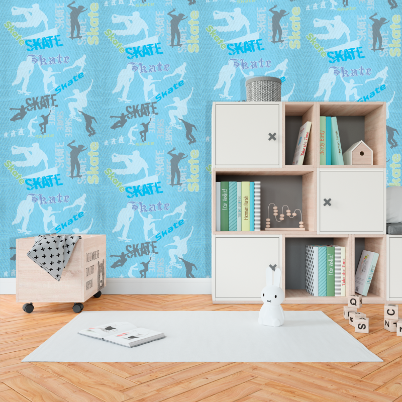 Papier peint Jeunesse Skate Bleu