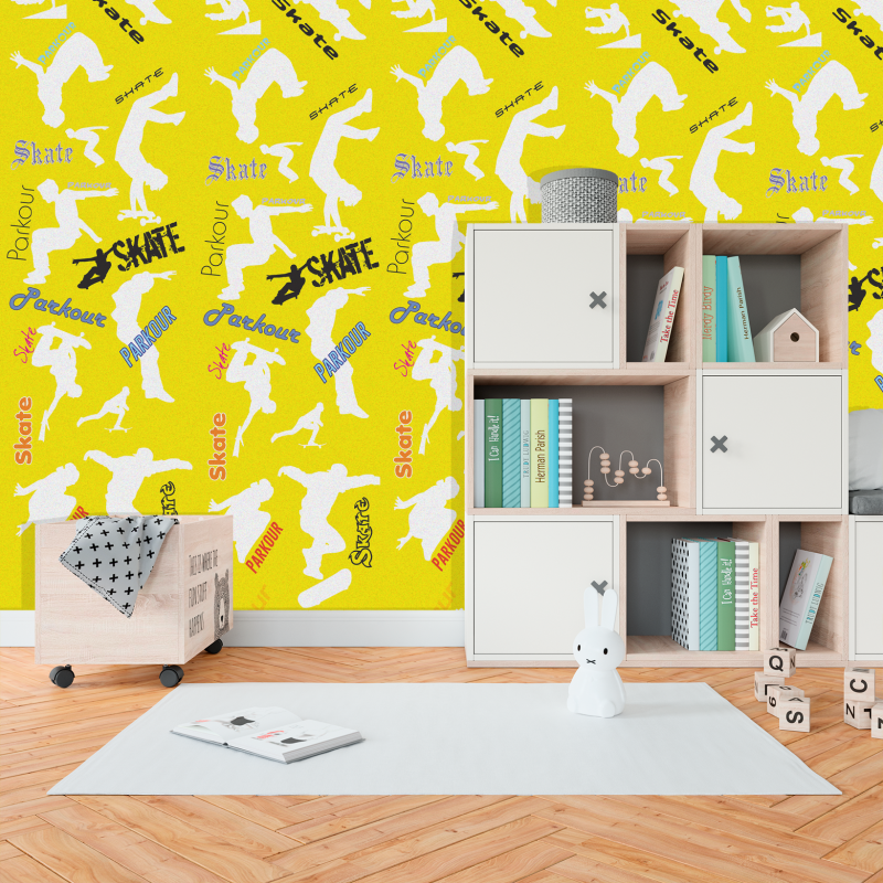 Papier peint Jeunesse Skate Jaune