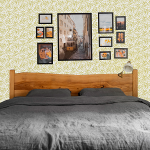 Papier peint floral jaune