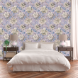 Floral Wallpaper with White Roses
