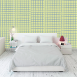 Geometric Wallpaper with green squares on a yellow background.