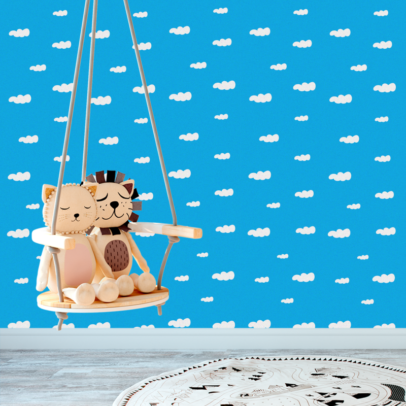 Children's Wallpaper Clouds Blue Background