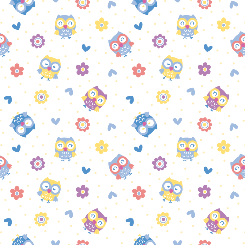 Children's Wallpaper Owls Three Colors