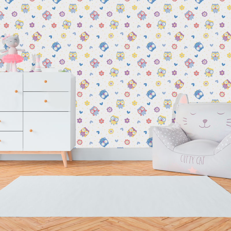 Children's Wallpaper Owls Three Colors