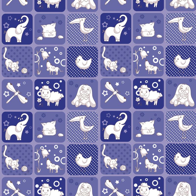 Children's Purple Checkered Wallpaper