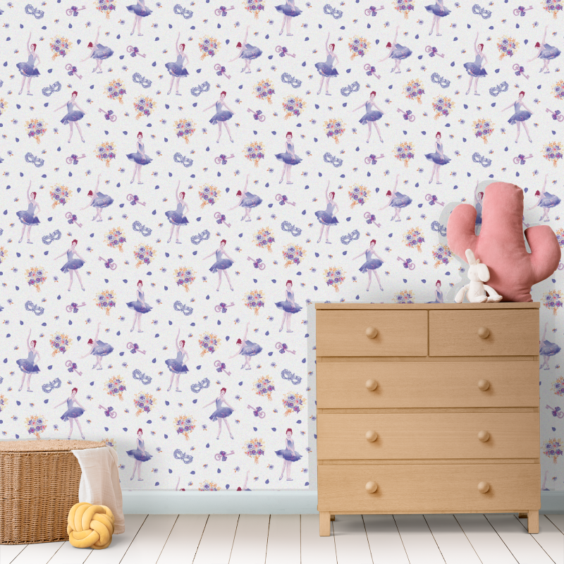 Carta da parati per bambini Ballerine Viola