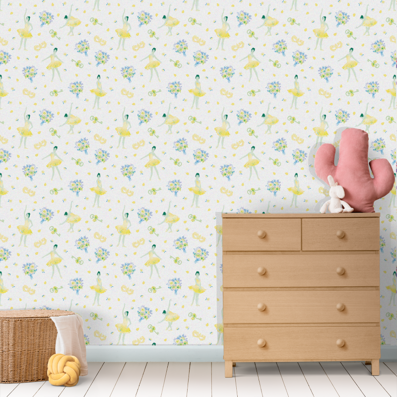 Yellow Ballerinas Children's Wallpape