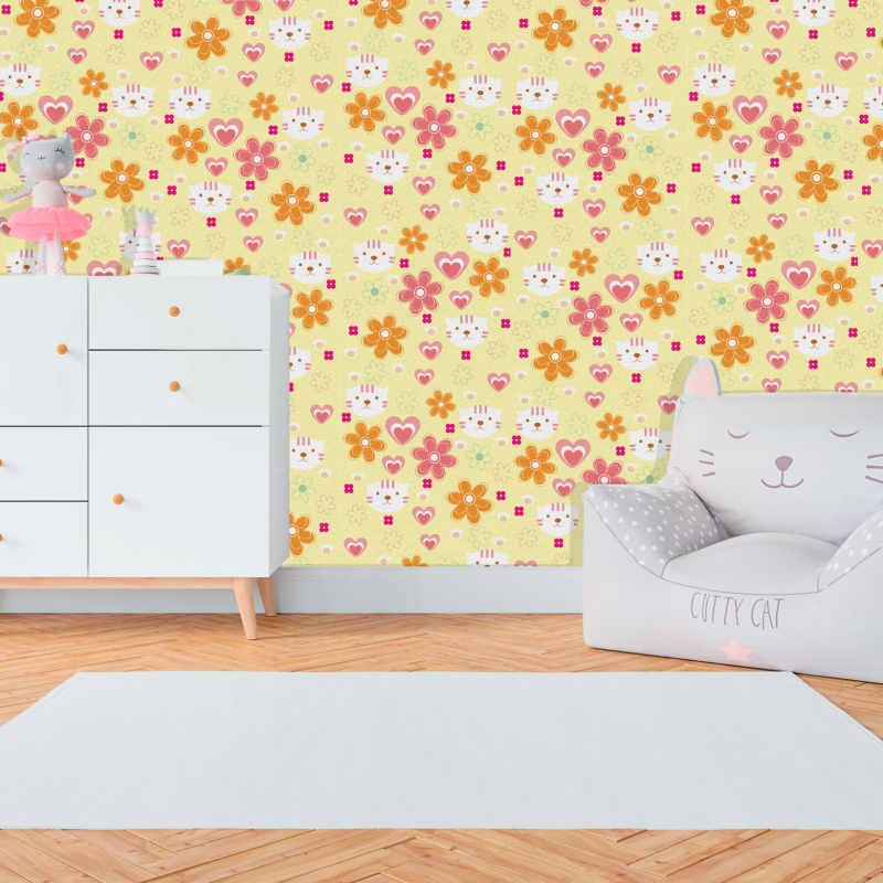 Floral Cat Wallpaper