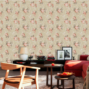 Papier Peint Floral Rose Café