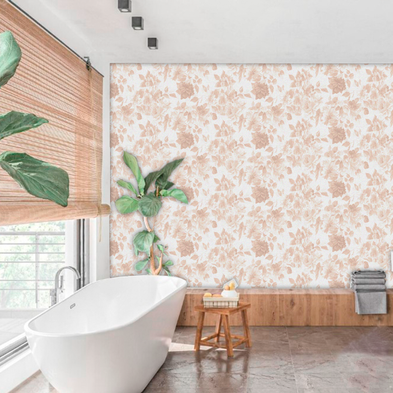 Papel Pintado Floral Rosas Naranja