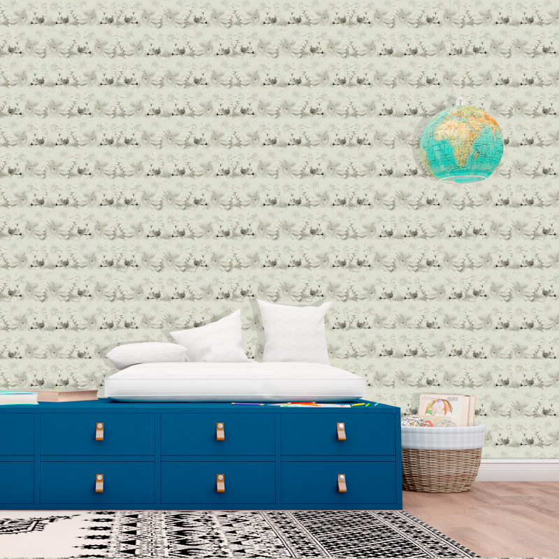 Floral Wallpaper Black and Cream