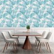 Floral Wallpaper with Blue Markers