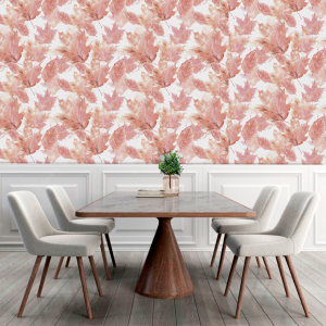 Floral Wallpaper with Red...