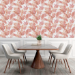 Floral Wallpaper with Red Feathers