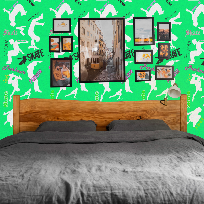 Papier peint jeune skateboard vert