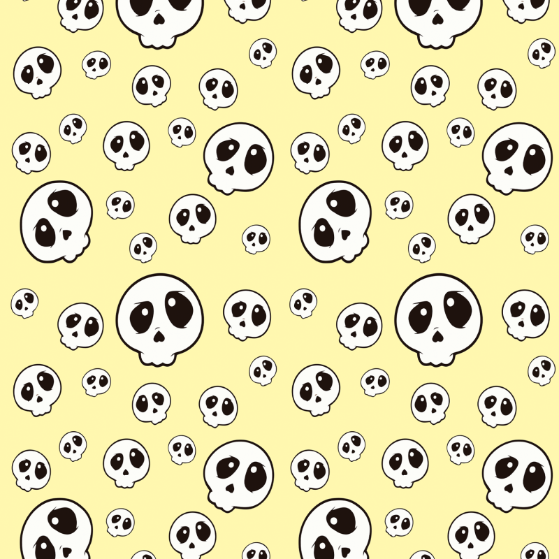 Youthful Wallpaper with White Skulls