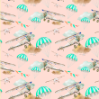 Children's Wallpaper with Pink Airplanes