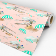 Children's Wallpaper with Pink Airplanes