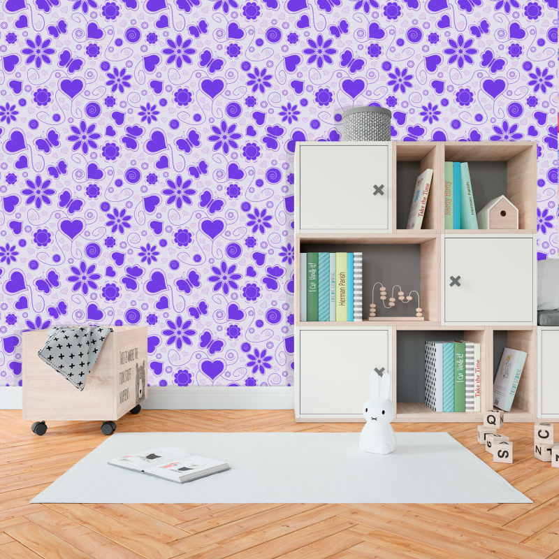 Papel Pintado Floral Morado