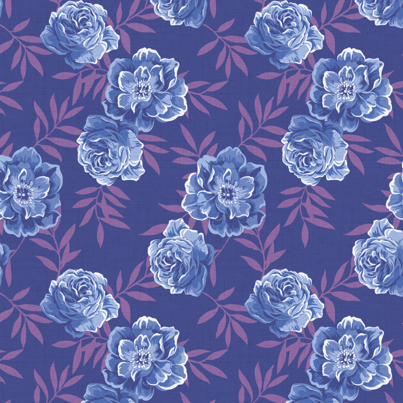 Papel Pintado Floral Rosas Azules