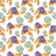 Papier peint floral orange et lilas