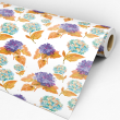 Papier peint floral orange et lilas