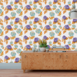 Orange and Lilac Floral Wallpaper