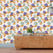 Papier peint floral orange et lilas