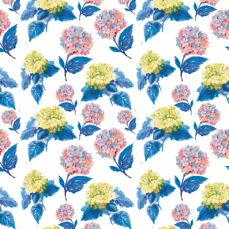 Blumenmuster-Tapete mit blauen und gelben Rosen