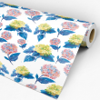 Floral Wallpaper with Blue and Yellow Roses